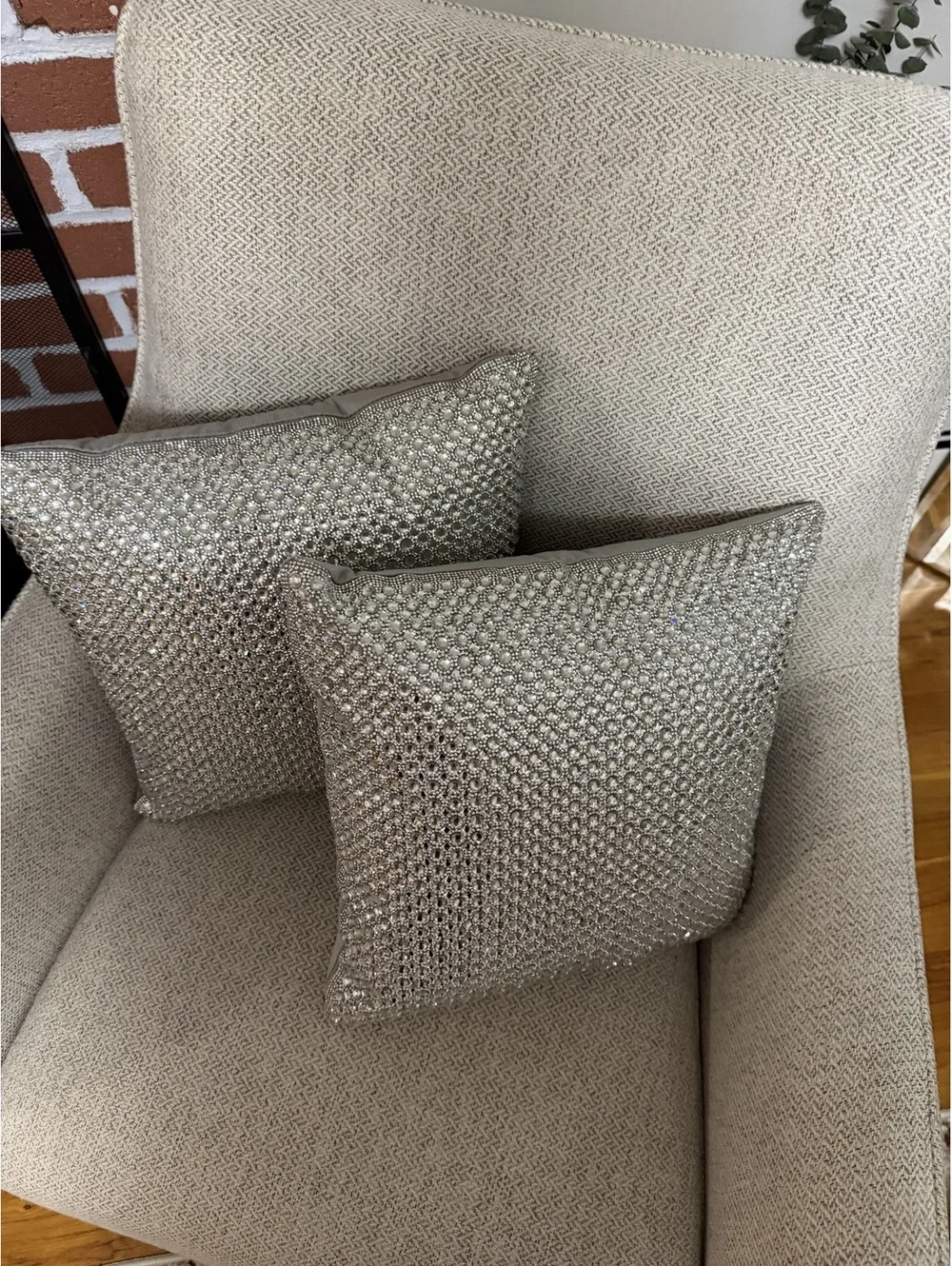 Silver Rhinestone Mesh Throw Pillow Covers Set of 2 Fits 18x18 or 20x20 Glam